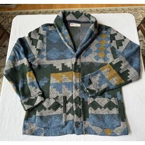 Levi's Kuna Knit Aztec Shawl Collar Button-Up Sweater Jacket XL
